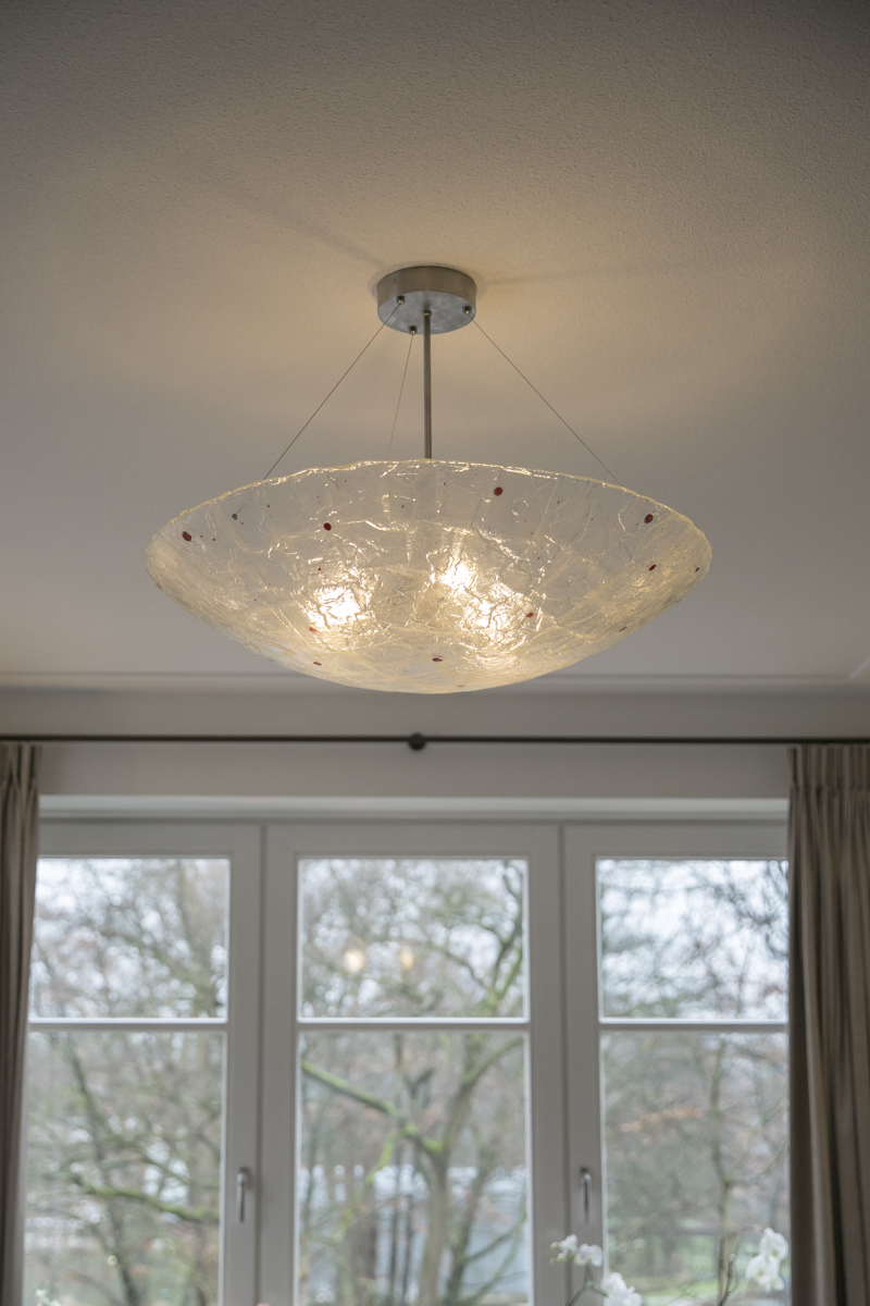 Hanglamp Schaal Gefused glas rode stip