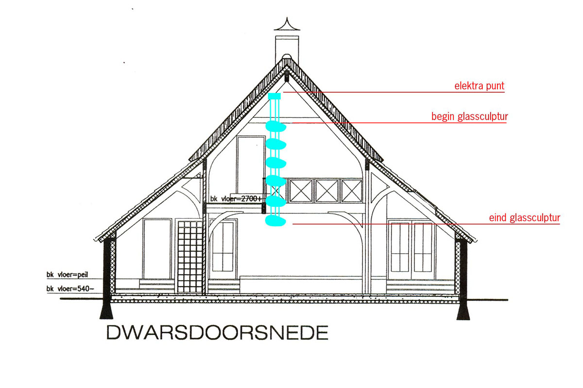 Ontwerptekening Lichtobject trappenhuis