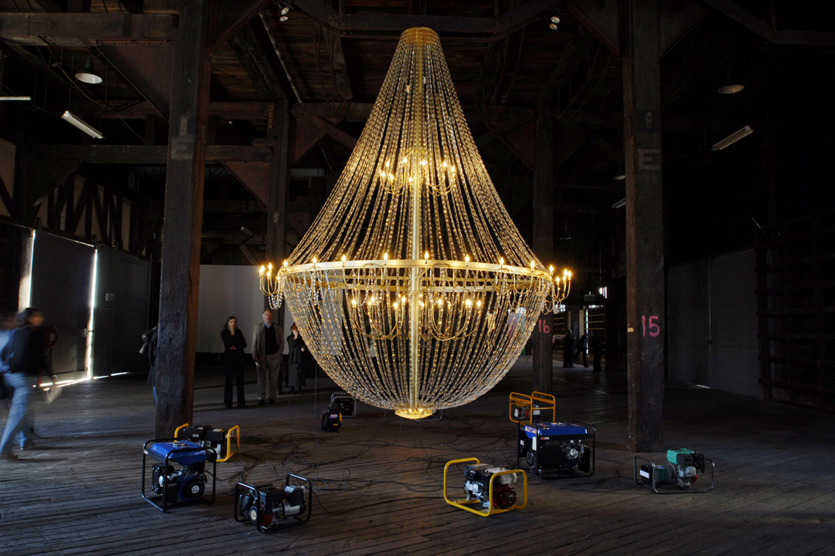 Reusachtige kristal kroonluchter Biennale of Sydney
