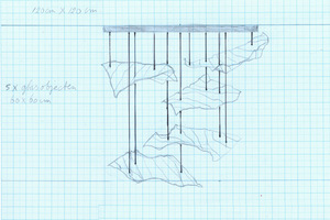 Ontwerp tekening lichtobject gefused glas