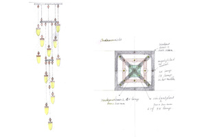 Ontwerptekening hanglamp aula doorn